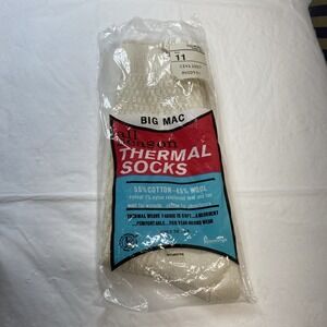 VINTAGE J C‎ PENNEYS BIG MAC ALL SEASON THERMAL SOCKS SIZE 11 COTTON WOOL NOS